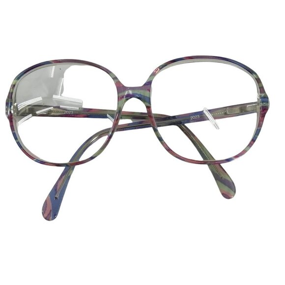 Vintage 80s Oversized Eyeglasses Eyeglass Frames Rainbow Abstract Pastel Pink - Picture 7 of 10